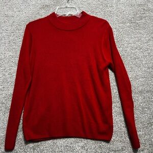 Sag Harbor Woman’s Red Relaxed Mock Neck Sweater Size Small